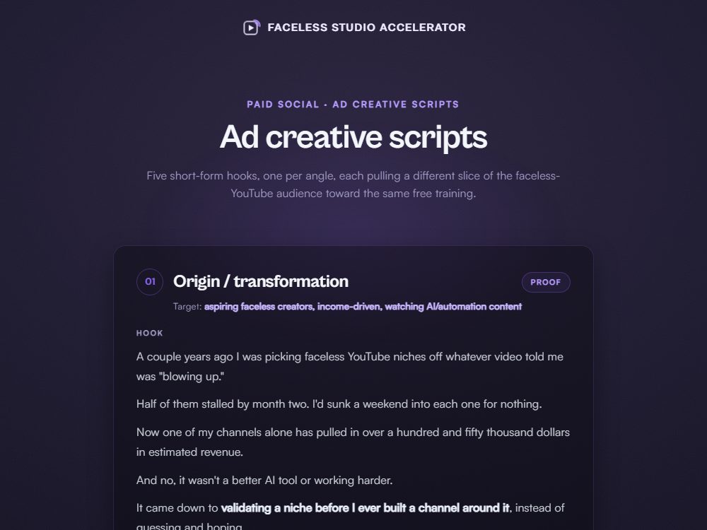 Ad creative scripts preview