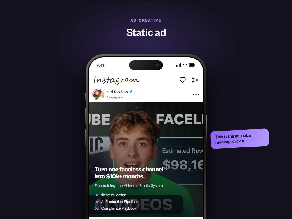 Static ad preview